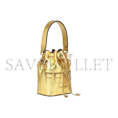 FENDI MON TRESOR MINI LEATHER BUCKET BAG IN GOLD 8BS010AK61F1GNN (18*12*10m)